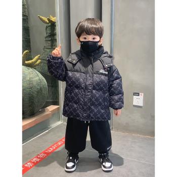 奧特曼男童羽絨服2023新款冬裝洋氣寶寶冬裝白鴨絨兒童加厚棉服潮