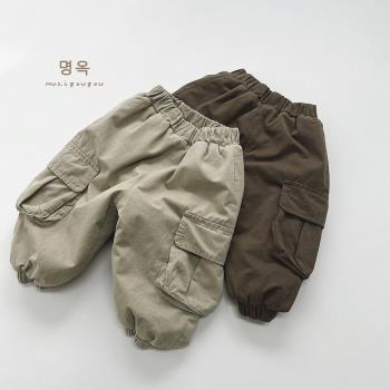 加絨加厚保暖~森系潮口袋工裝褲 寶寶純棉休閑褲兒童外穿百搭褲子