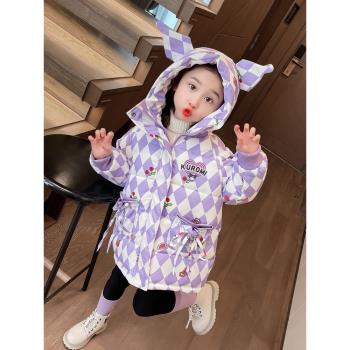 兒童棉服庫洛米加厚外套2023新款寶寶冬季棉衣洋氣冬裝女童秋冬款