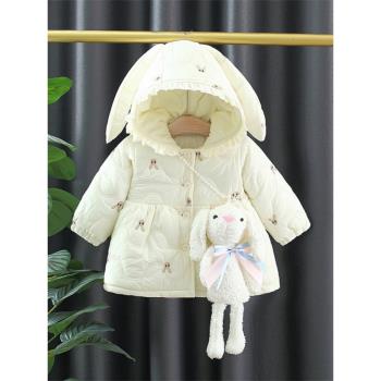 女童加絨棉衣2023冬季周歲嬰兒童棉服冬裝外套女寶寶加厚棉襖女孩