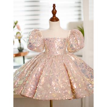 洋氣高階周歲女寶寶禮服兒童生日宴蓬蓬裙子花童公主裙鋼琴演出服