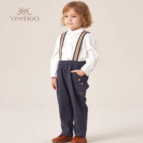 英氏童裝男寶寶褲子背帶褲帥氣吊帶長褲2023春季新品YRKBJ1P149A