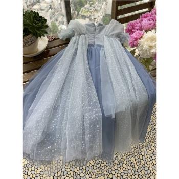 冰雪奇緣愛莎公主裙女童蓬蓬紗裙子六一演出帶披風禮服仙女連衣裙