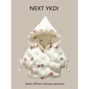 英國NEXT冬季嬰兒羽絨棉服女童洋氣棉衣周歲女寶寶保暖上衣外套潮