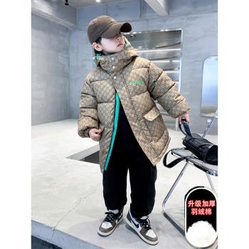 兒童裝男童棉服外套冬裝2023新款加厚加棉網紅中大童麵包服上衣潮