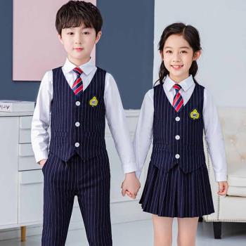 小孩帥氣禮服英倫女童三件套西裝