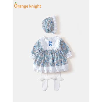 寶寶春裝Lolita裙新生嬰兒滿月服百天公主裙子洛麗塔套裝周歲禮服