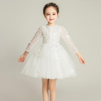 兒童禮服公主裙女童蓬蓬裙小花童寶寶周歲婚紗晚禮服鋼琴演出服秋