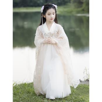女童漢服春秋款2024新款中國風古裝兒童小女孩古風超仙連衣裙秋季