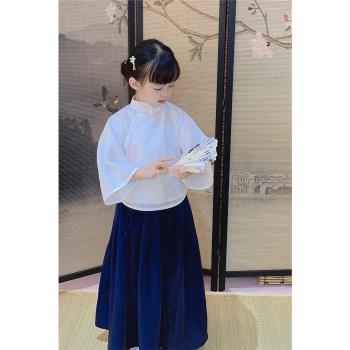 女童秋季長袖兒童國學服倒大袖女寶民國風旗袍寶寶唐裝中國風漢服