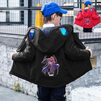 巴拉bala兒童蜘蛛俠眼鏡羽絨棉服