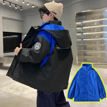 可拆卸兒童加厚男孩春季沖鋒衣