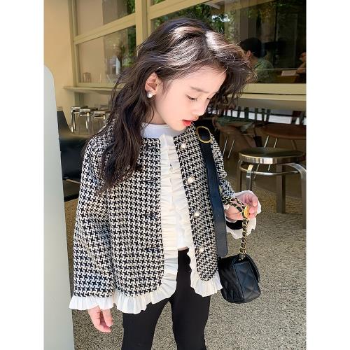 女童小香風花邊外套春秋款洋氣兒童衣服童裝寶寶秋裝薄款上衣韓版