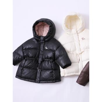 女童中長款加厚連帽外套羽絨服