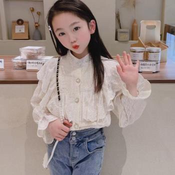 春季宮廷風蕾絲立領長袖上衣襯衫