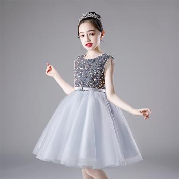 高階兒童禮服公主裙生日女童畢業主持花童紗裙鋼琴古箏考級演出服
