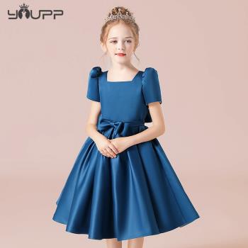 女大童鋼琴表演禮服大提琴小主持人合唱演出服洋氣優雅緞布禮服