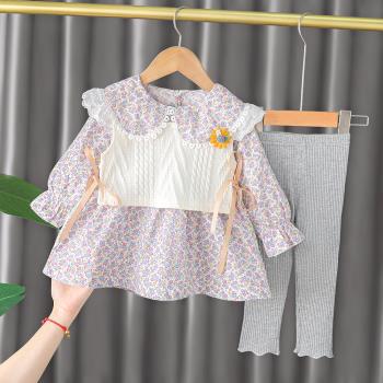 女童秋季套裝小兒童3件套春秋款嬰兒長袖衣服1一4歲半女寶寶秋裝