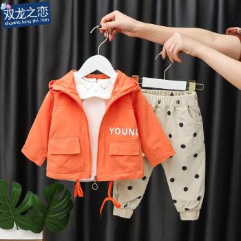 洋氣小女孩春秋款嬰兒衣服三件套