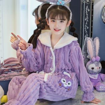 星黛露秋冬季加厚法蘭絨洋氣睡衣