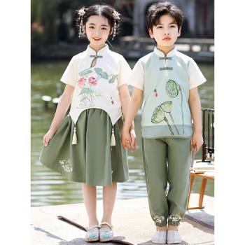 男女童漢服六一兒童演出服中國風幼兒園古風班服小學生唐裝表演服
