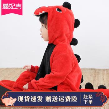 春秋女童動物卡通小孩連體睡衣