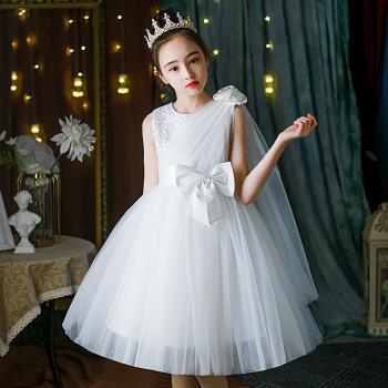 女童公主裙夏季花童禮服婚紗裙子兒童背心蓬蓬裙中大童表演出服裝