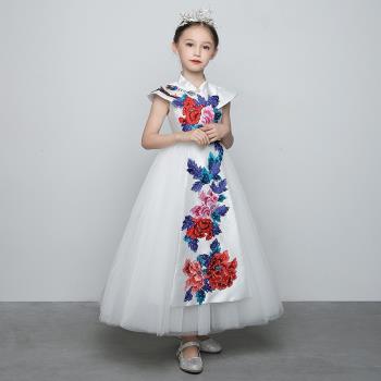 中式兒童禮服花童公主裙蓬蓬紗女童晚禮服小主持人鋼琴演出服春夏