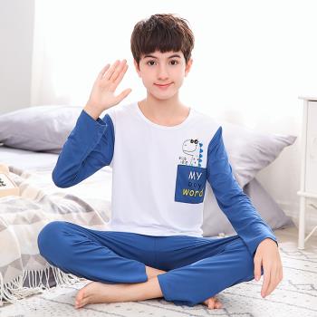 莫代爾兒童春秋薄款長袖男生睡衣