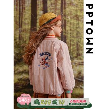 女童棉服外套2024新款兒童棉襖大童秋冬童裝棒球服冬裝校服神器冬