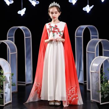 紅歌朗誦中國風兒童古箏演出服