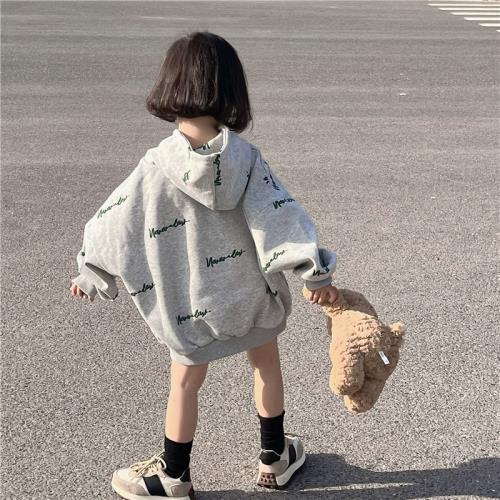女童連帽衛衣2025春秋季新款男女寶寶韓系套頭衫洋氣兒童寬松上衣