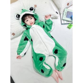 秋冬季卡通動物青蛙爬服連體睡衣