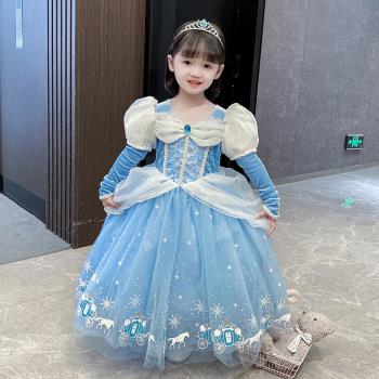蓬蓬灰姑娘兒童表演服裝連衣裙