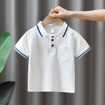 男童夏裝t恤短袖2023新款洋氣兒童學生純色Polo衫夏季男孩衣服潮