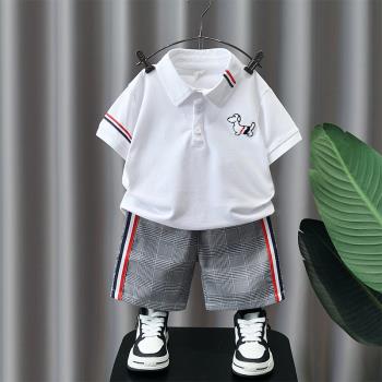 男童夏裝套裝帥氣薄款兒童夏季休閑格子韓範洋氣兩件套寶寶衣服薄