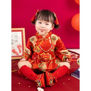 女寶寶秋季兒童唐裝中式周歲禮服