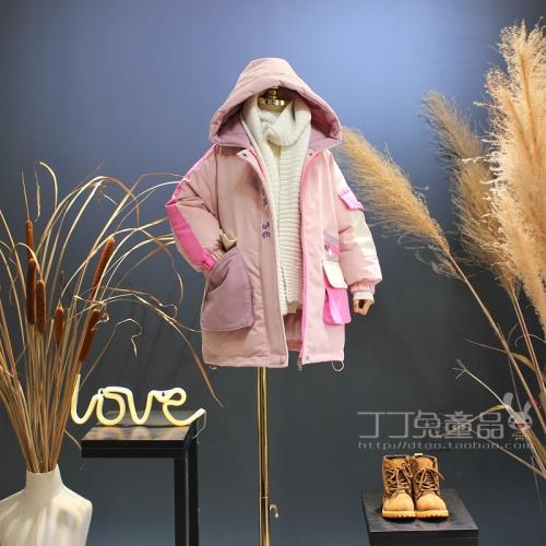 歐美女童裝冬季戶外運動風加厚保暖棉服韓版寶寶公主時尚休閑棉衣