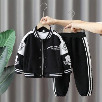 兒童裝棒球服套裝時髦潮流春秋2023新款兒童網紅炸街秋季兩件套