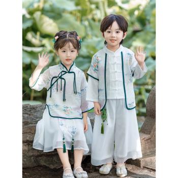 兒童演出服漢服女童秋男童唐裝古裝國學服幼兒園中國風朗誦表演服
