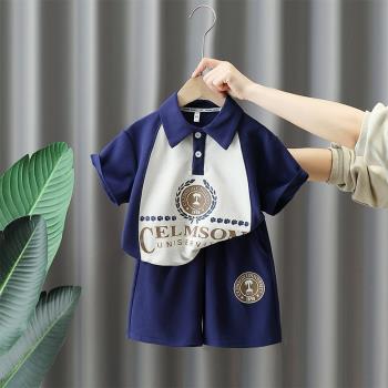 兒童POLO衫套裝新款寶寶夏款痞帥衣服夏季帥氣男童運動時髦兩件套