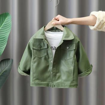兒童裝男童春秋皮衣外套2023新款寶寶秋裝酷帥衣服男孩炸街夾克潮