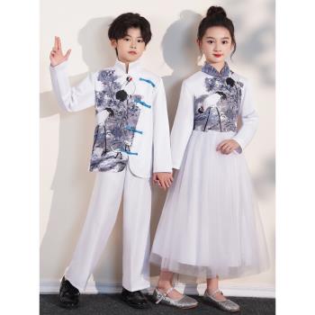 元旦兒童大合唱演出服國風舞蹈服中小學生主持朗誦比賽古箏表演服