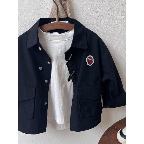 男童外套薄款2025春兒童春裝夾克潮寶寶翻領薄外套休閑上衣開衫