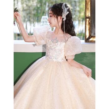 香檳色高階感秋季女孩兒童禮服