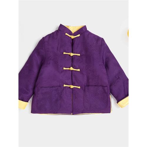 兒童唐裝兩面穿親子裝盤扣中國風童裝柔軟中式秋冬外套寶寶新年服