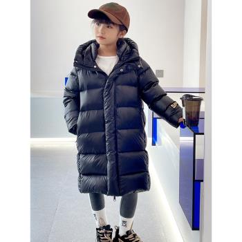黑金中長款加厚過膝兒童羽絨服