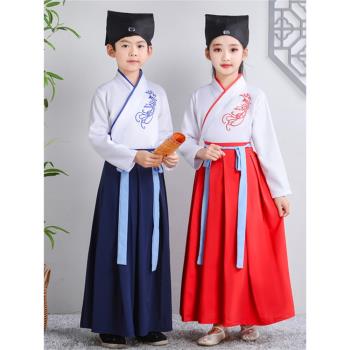 幼兒童古裝漢服男童國學服女童唐朝詩人書生古風學生朗誦表演服裝