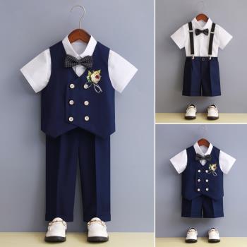 男童主持人小禮服夏兒童西裝套裝男孩演出服表演服幼兒園畢業六一
