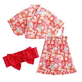 Augelute兒童二件式和服洋裝+腰帶 日系女童套裝22011